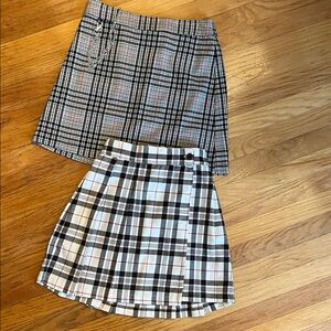 Empyre Plaid Mini Skirt Set - Black and White